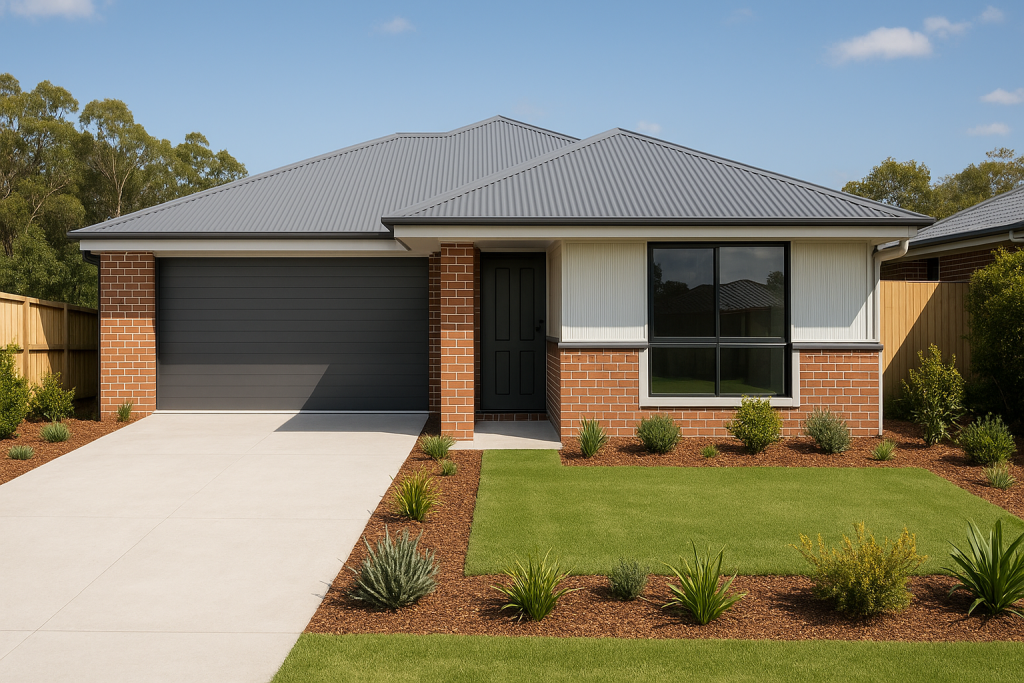 New home builder completed bushfire-rated new home near Moreton Brisbane with brick cladding and enclosed eaves